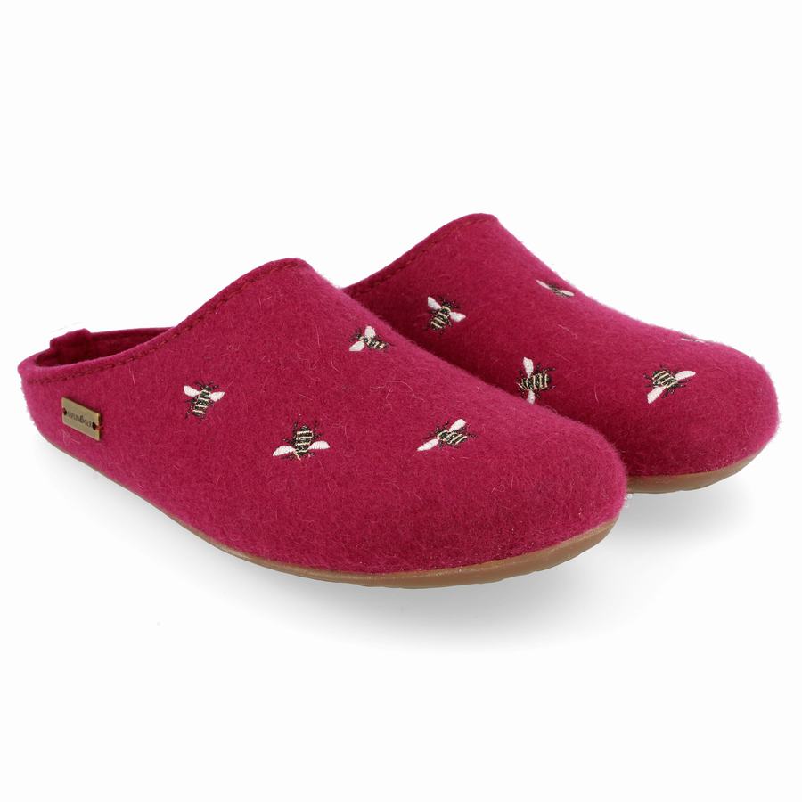 Haflinger Api Donna Pantofole con suola morbida Rosa Rosse | LQM3611CY