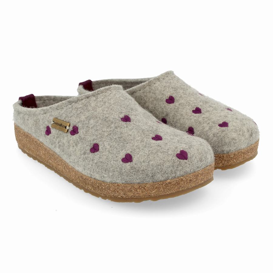 Haflinger Cuoricini Donna Zoccoli Argento Grigie | FCJ6961XD