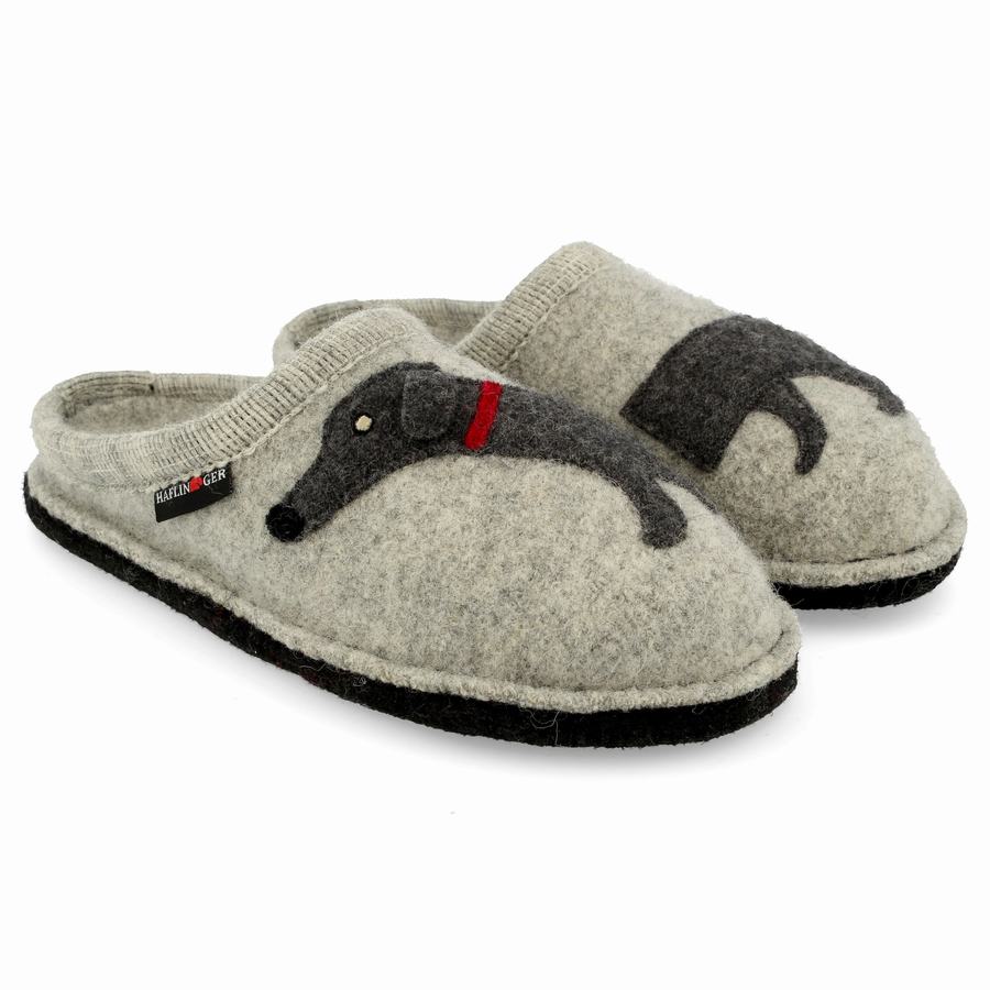 Haflinger Doggy Uomo Pantofole Novelty Argento Grigie | ZSC7363ND