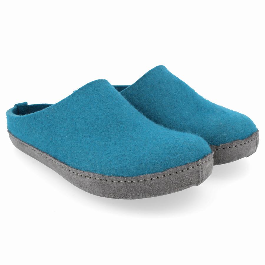 Haflinger Emils Donna Pantofole con suola morbida Blu | OQC8995RS