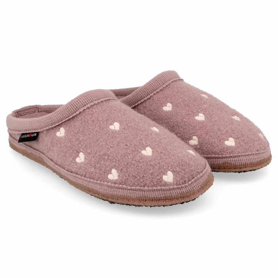 Haflinger Hearts Donna Pantofole con suola morbida Rosa | GID658RP