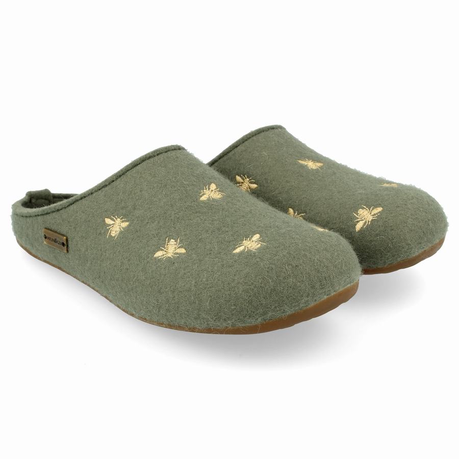 Haflinger Api Donna Pantofole con suola morbida Verdi Chiaro | HYW2280WF