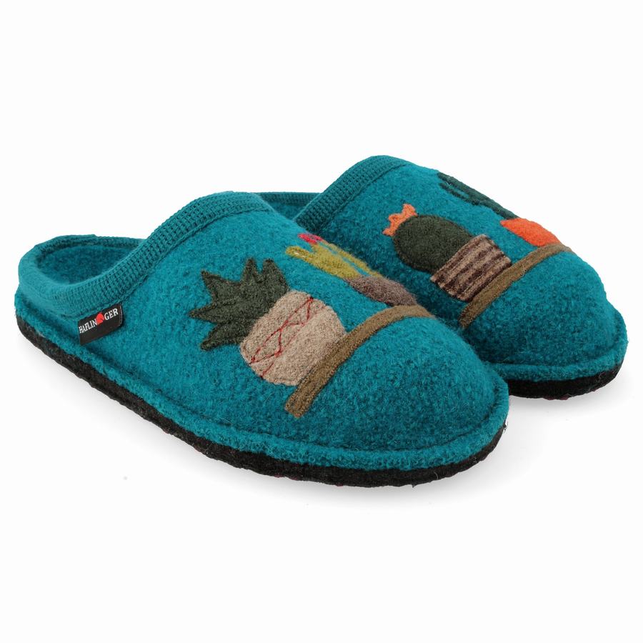 Haflinger Cactus Donna Pantofole Novelty Blu | GEZ1881UE