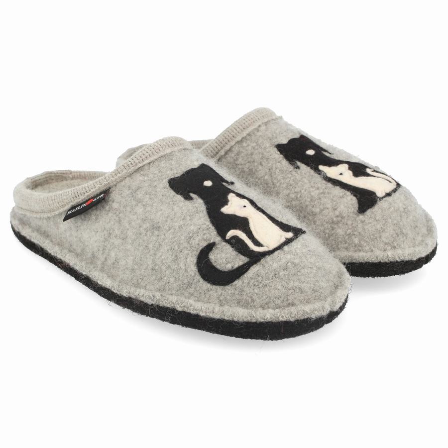 Haflinger Canegatto Donna Pantofole Novelty Argento Grigie | RNS7398OX