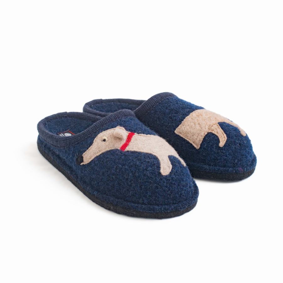 Haflinger Doggy Donna Pantofole Novelty Blu | ZQX8840HO