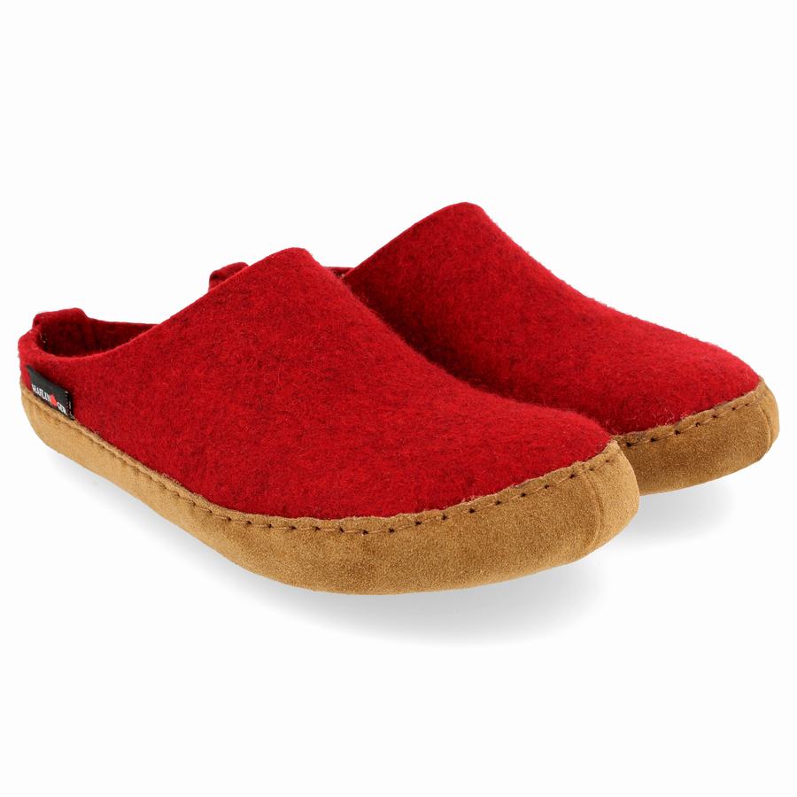 Haflinger Emils Uomo Pantofole con suola morbida Rosse | AVY6316SZ