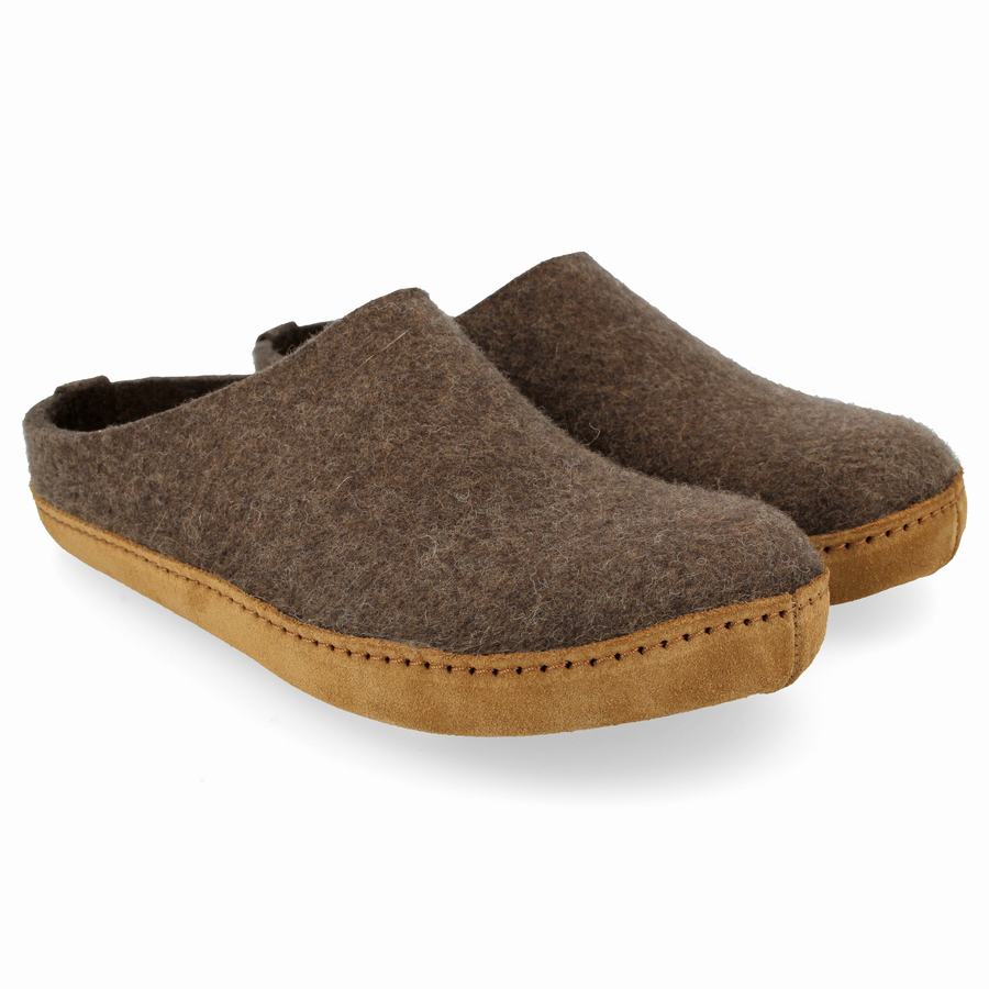 Haflinger Emils Uomo Pantofole con suola morbida Marroni | GBT7663PQ