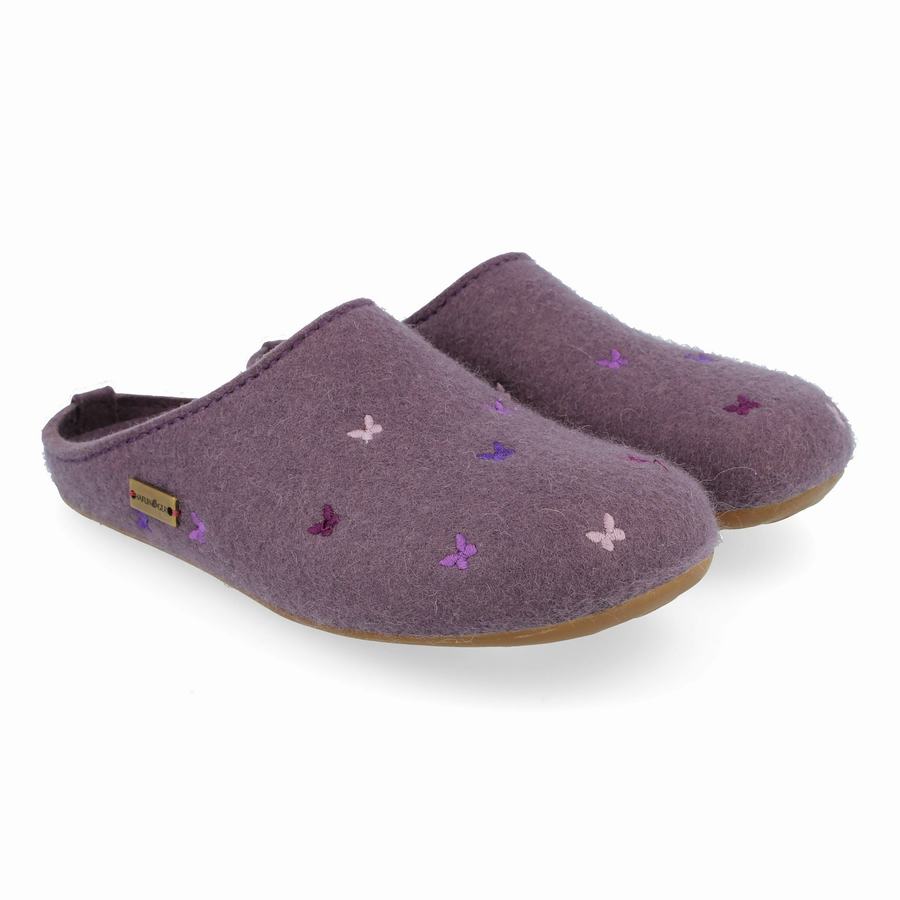 Haflinger Farfalline Donna Pantofole con suola morbida Viola | GOK9645NB