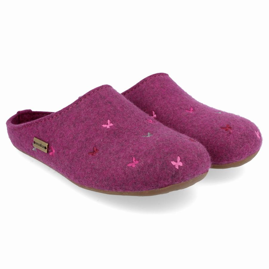 Haflinger Farfalline Donna Pantofole con suola morbida Viola | SJT2047LL