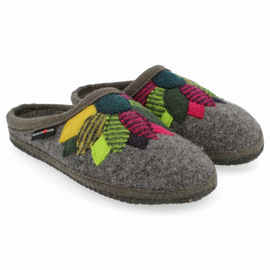 Haflinger Flower Power Donna Pantofole con suola morbida Grigie | VTJ9776KN