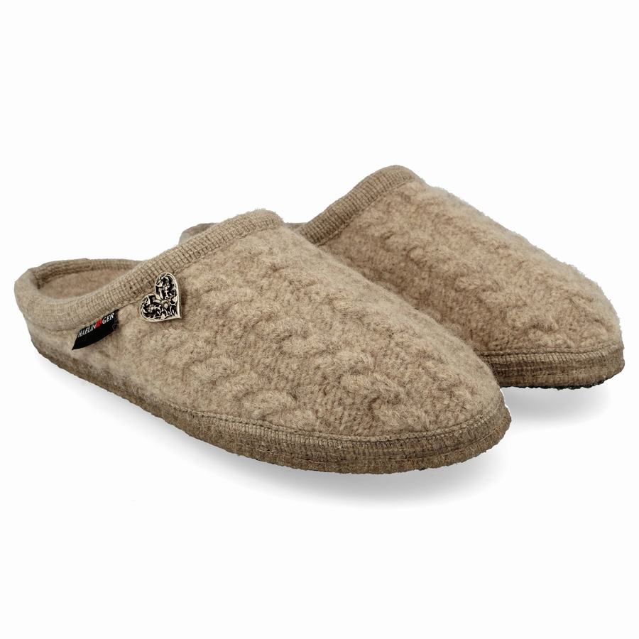 Haflinger Herzerl Donna Pantofole con suola morbida Beige | UZB8091KH